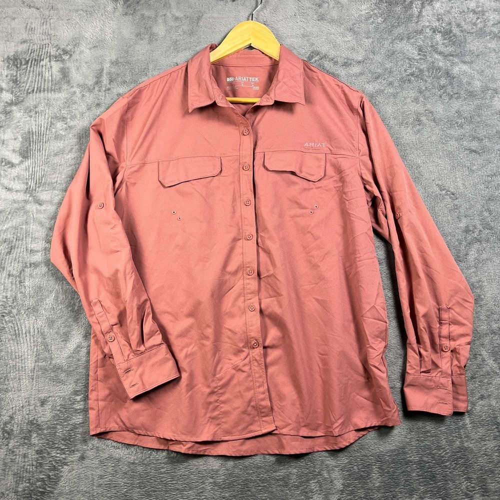 Ariat Outbound Venttek Shirt Womens Large Dusty Rose Moisture Wicking Vented Bac